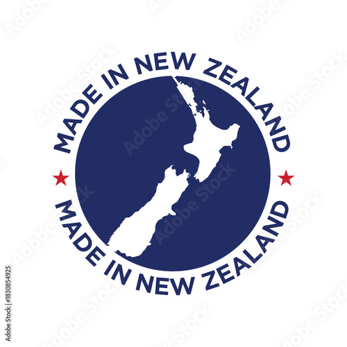made in new zealand stamp circle logo vector design with new zealand map