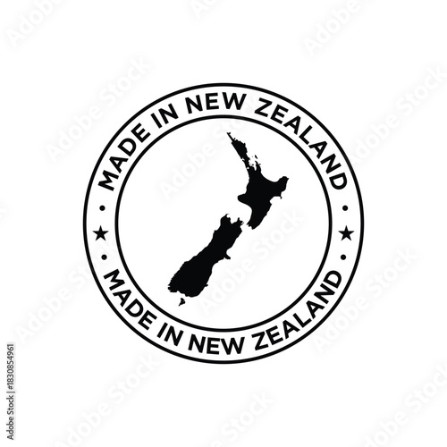 made in new zealand stamp with map