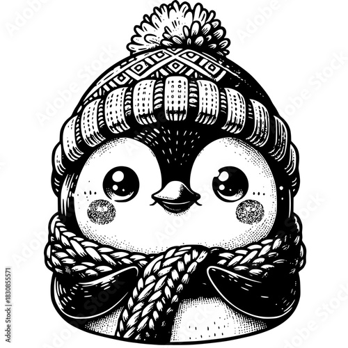 funny cartoon penguin monster vector illustration