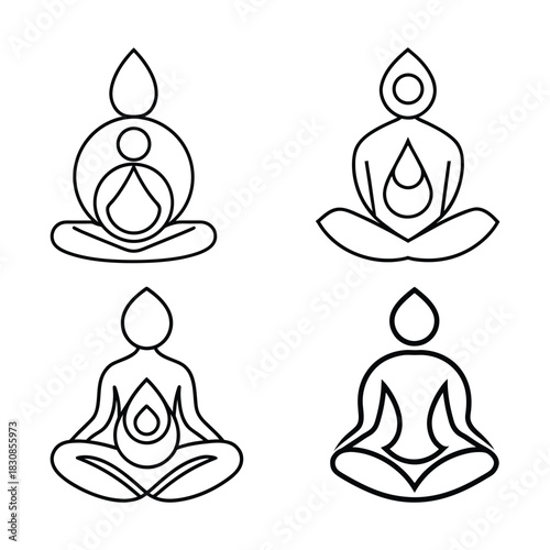Minimal Line Art Meditation and Yoga Icons Set