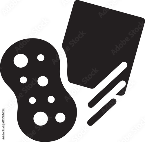   Bold sponge cleaning silhouette icon perfect for washing, scrubbing, hygiene, and household cleaning graphics.