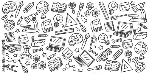 Hand drawn STEM education element doodle illustration