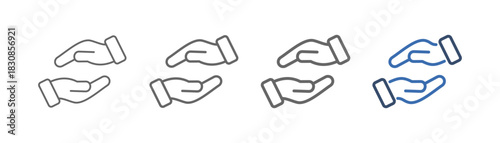 
outline icon set help with two hands up and down design