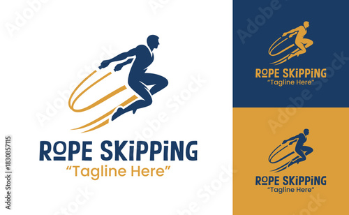 Rope Skipping Logo Modern Fitness Activity Identity