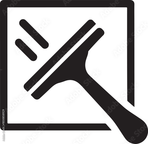   Solid squeegee window cleaning vector icon ideal for hygiene, glass care, washing, and maintenance graphics.