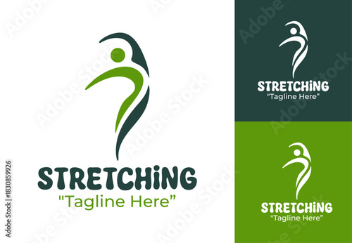 Stretching Logo Modern Active Flexibility Emblem