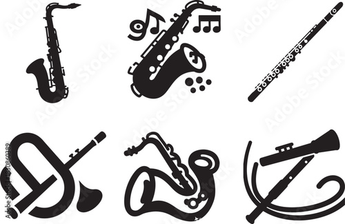 Saxophone clipart design vector silhouette illustration 