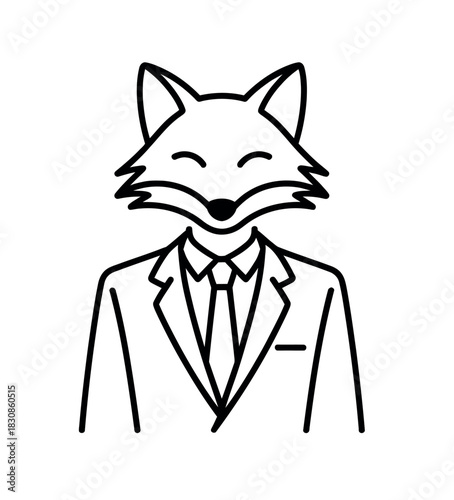 A stylized illustration of a fox wearing a suit and tie, representing a cunning business professional.