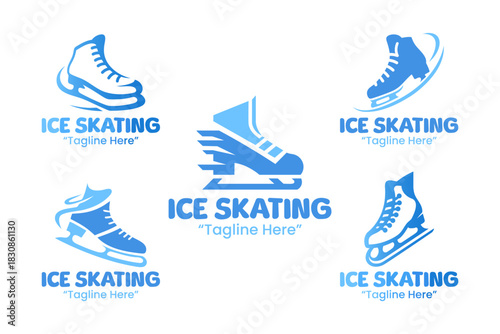 5 Ice Skating Logo Set Winter Sports Identity Collection
