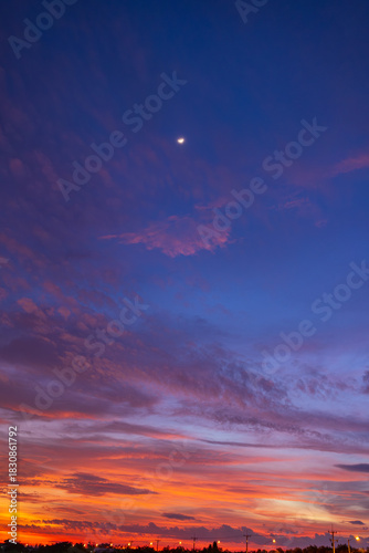 Canvas Print Twilight sky backdrop at sunrise and sunset,like a bright golden and blue sky