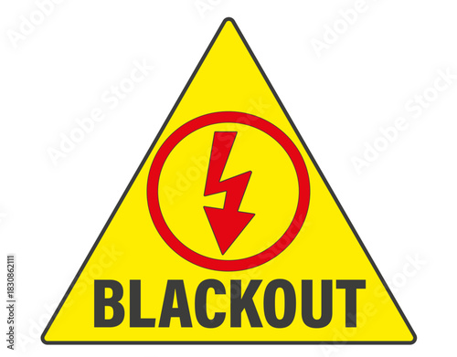 Warnschild vor einem Blackout, Warnung vor einem flächendeckenden Strom- und Infrastrukturausfall.