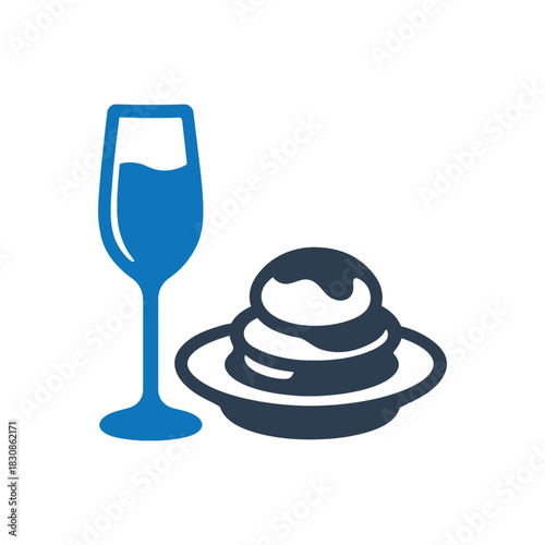 Gourmet Dessert And Wine Icon