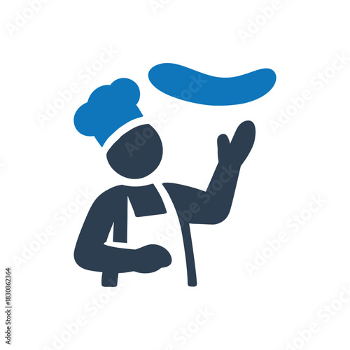 Pizza Chef Tossing Dough Icon