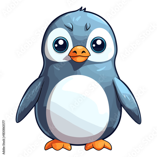 An adorable and chubby penguin character illustration