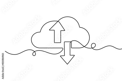 Cloud continuous one line drawing in minimalist style with simple outline vector illustration
