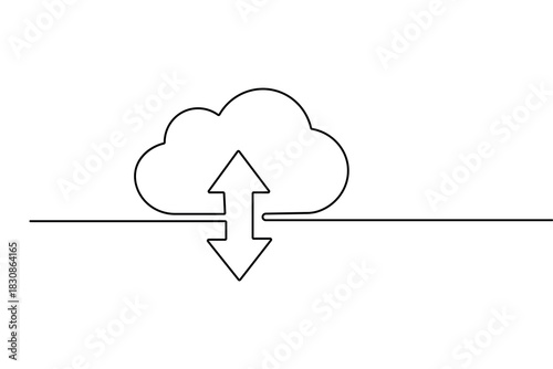 Cloud continuous one line drawing in minimalist style with simple outline vector illustration
