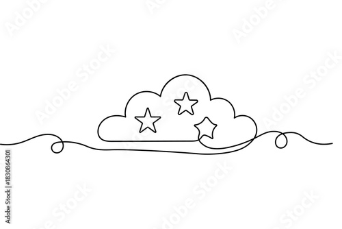 Cloud continuous one line drawing in minimalist style with simple outline vector illustration
