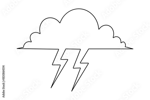 Cloud continuous one line drawing in minimalist style with simple outline vector illustration
