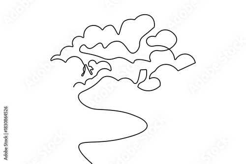 Cloud continuous one line drawing in minimalist style with simple outline vector illustration
