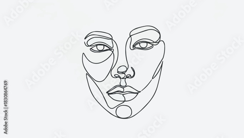 Elegant woman face line art illustration drawing minimalist portrait design for beauty and fashion style brazil ceara