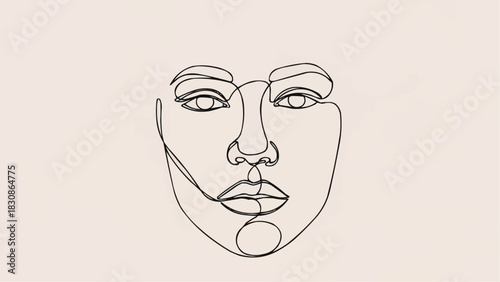 Abstract face drawing one line art portrait minimalist illustration female beauty continuous contour sketch 100 brazil ceara