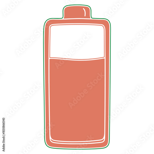 Illustration of a battery icon with low charge showing reduced power and potential need for recharging with a modern style outline