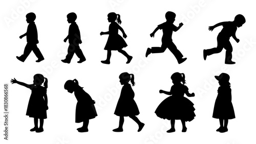 Dynamic Vector Collection of Children's Silhouettes Perfect for Diverse Graphic Design Projects