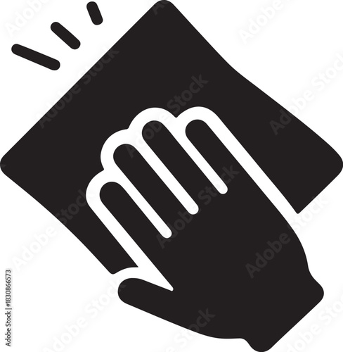 Bold wiping cloth silhouette icon perfect for cleaning, dusting, hygiene, and household care graphics.