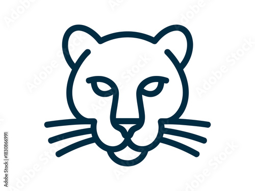 A stylized line drawing of a majestic panther's head with bold lines conveys power and mystery.