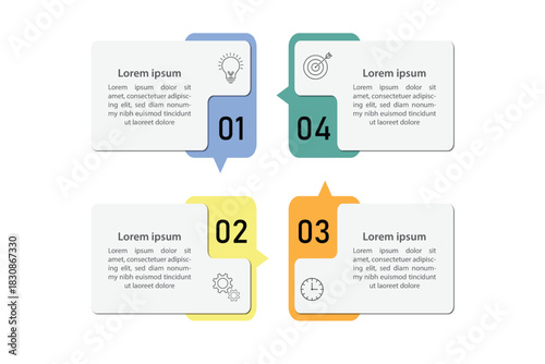 Editable business infographic template design with 4 steps. Infographic template which can be used for presentations banners, workflow layout, annual report, web design.	