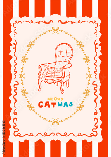 Hand-Drawn Doodle Framed Poster Cozy Vintage Armchair Sketch