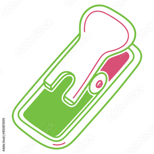 Stylish Manual Gear Shifter Illustration in Modern Design with Green and Pink Color Palette for Automotive Concepts