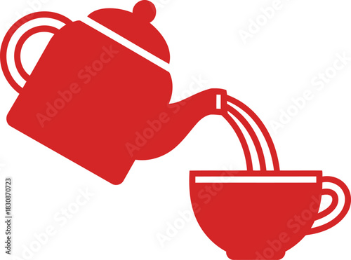 Enjoy the refreshing moment of pouring hot tea from a vibrant teapot into a delicate teacup