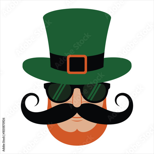 St Patricks Day illustration of leprechaun with beard mustache and hat