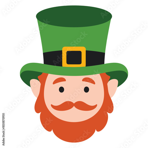 St Patricks Day leprechaun face with green hat and red beard