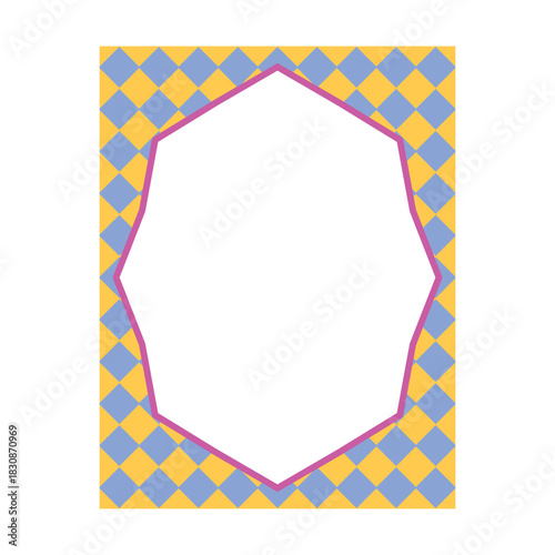 Colorful retro decorative frame border abstract shape vector illustration