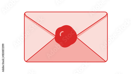 A detailed illustration of a sealed envelope, showcasing a red wax seal, perfect for communication.
