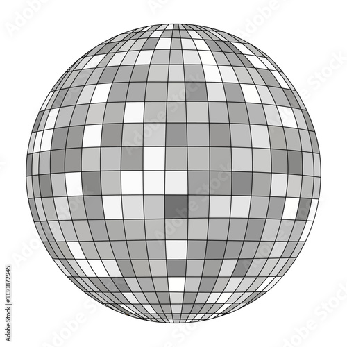 Disco ball isolated on white background for retro entertainment concept