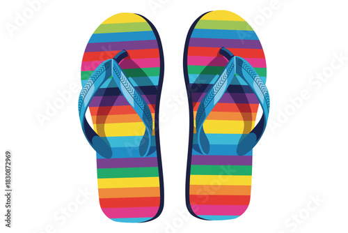 Colorful flip flop sandal isolated on white background for summer concept