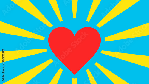 Love heart with radiating line for valentine background concept