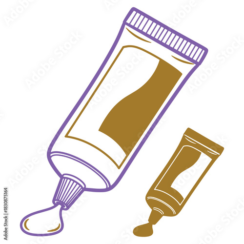 Two Paint Tubes with Squeeze Out Design for Creative Arts and Crafts Projects with Decorative Colors