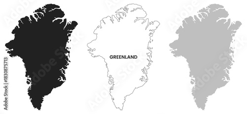 Greenland map icons. Silhouette map icon. Gray map icon. Vector.