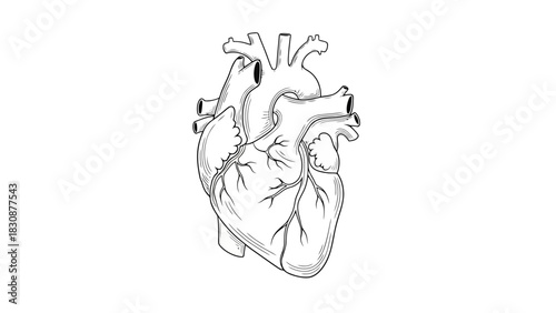 Detailed Art Illustration of an Anatomical Human Heart for Medical Design Projects