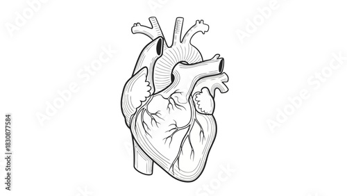 Detailed Anatomical Heart Vector Illustration for Medical and Educational Purposes