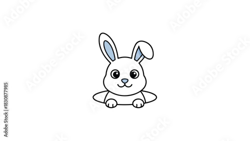 Cute cartoon bunny rabbit peeking out of a hole.