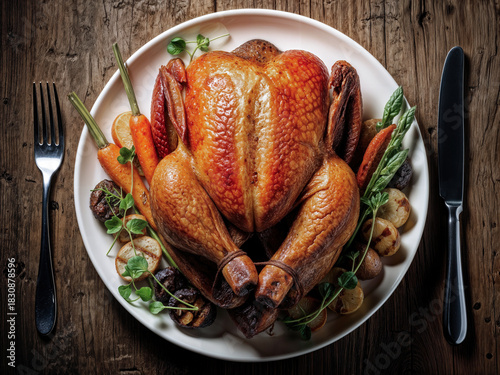 Roasted Chicken Top-Down Food Photography
