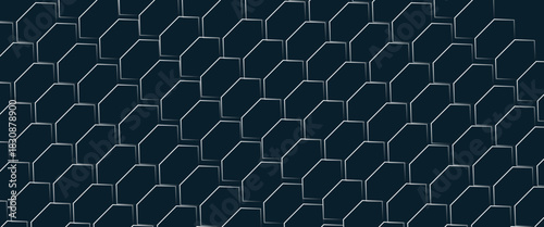 Luxury hexagonal navy green emerald blue metal background with golden beige light lines. Dark sea wave 3d geometric texture illustration. Bright grid pattern.