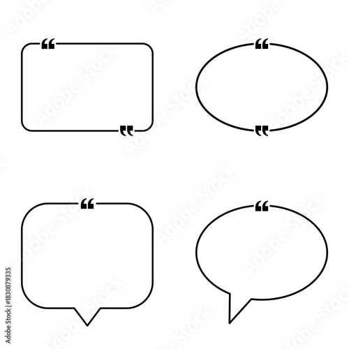 Quote icon showing simple quotation mark symbol used for messages, comments, and communication, isolated on white background