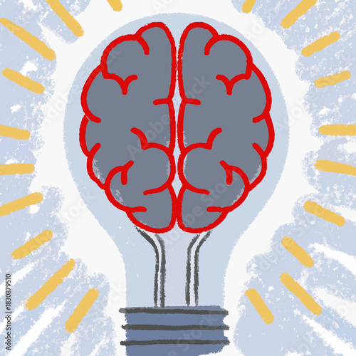 Brain Lightbulb with Fog Clearing for Mental Health Breakthrough and Psychology Concept