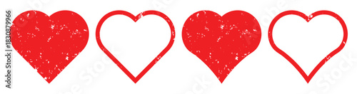 Red brush-painted heart frame banner – Valentine’s Day concept vector illustration.